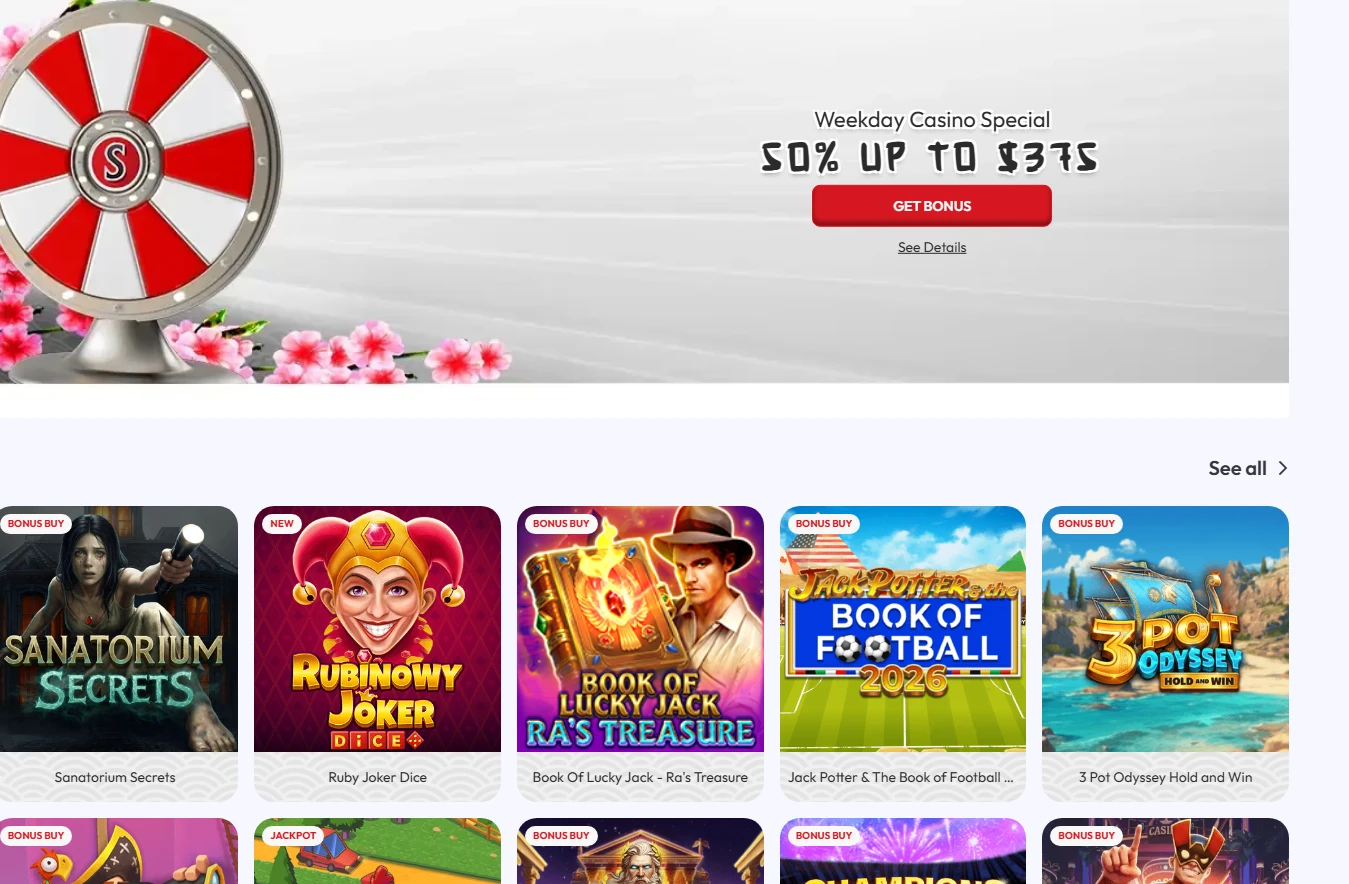 sushicasino Casino banner προσφοράς μπόνους
